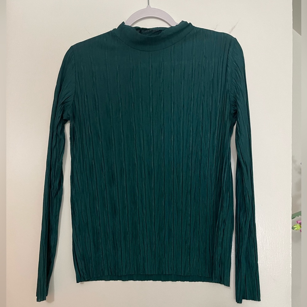ZARA long-sleeved pleated t-shirt